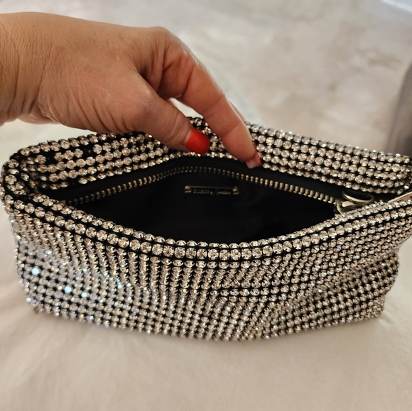 Marciano Silver Crystal Clutch w/ Chain - Picture 1 of 5